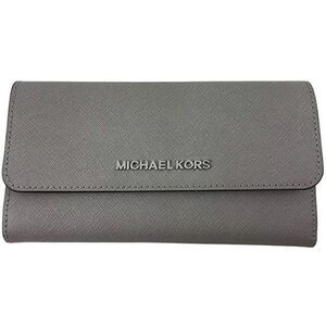 Michael Kors Jet Set Large Grey Leather Snap-Front Wallet